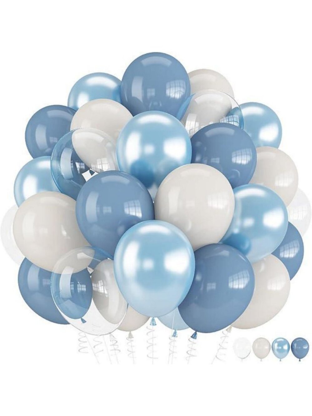 Dusty Blue Double Stuffed Balloons with Pearl White Clear for Winter Wonderland